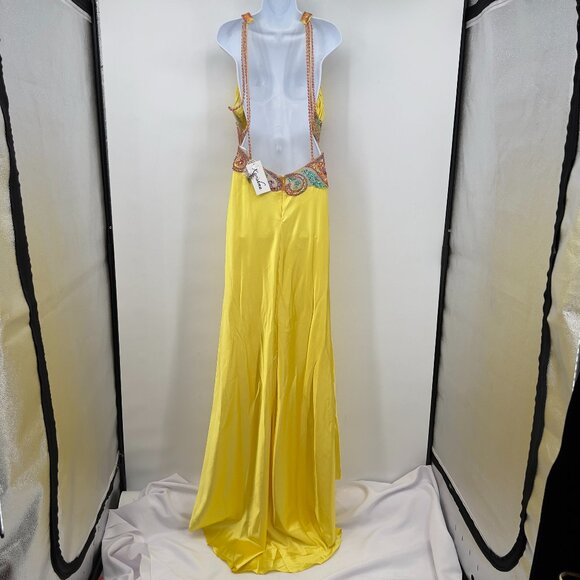 Karishma Yellow Designer Beaded Embellished Evening  Maxi Gown 10— NWT - Picture 4 of 12